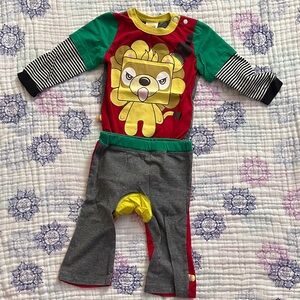Harajuku Lovers Red and Green Lion 🦁 Graphic Kids Matching Set Size 12 Months